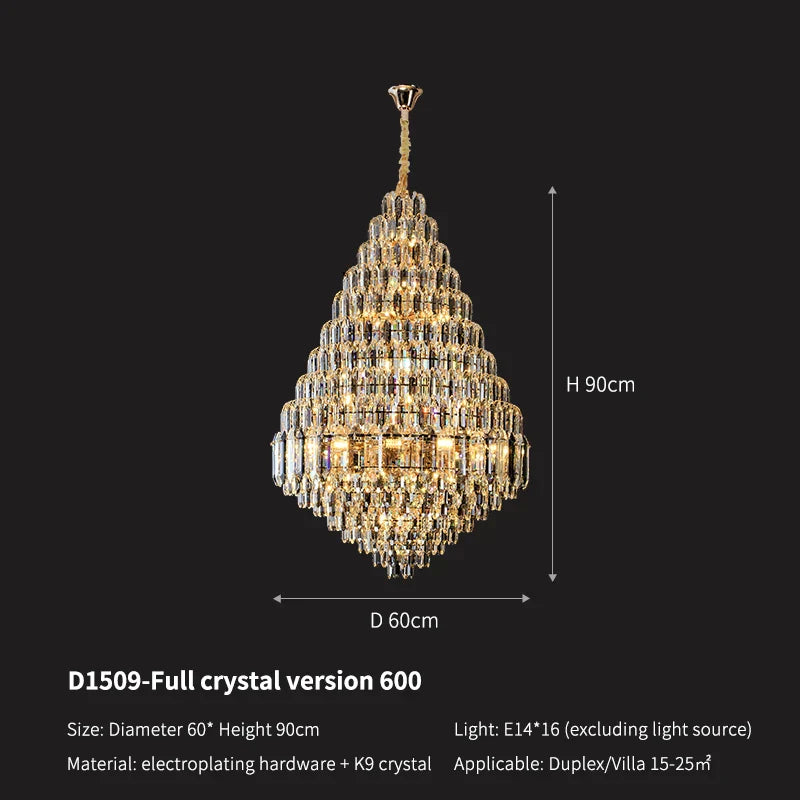Crystal Pendant Chandelier for Home, Hotel, Restaurant - Luxury Duplex Hall Light