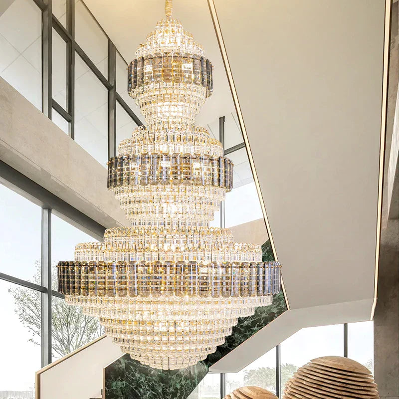 European Crystal Duplex Chandelier for Elegant Living Room and Villa décor.