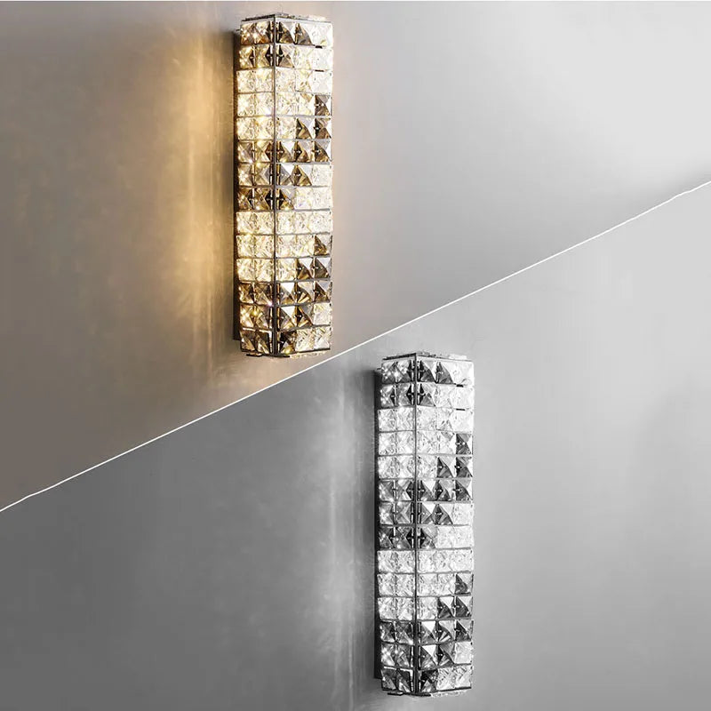 Crystal Mosaic Wall Lamp: Elegant LED Lighting for Living Room, Bedroom, and Hotel Lobby