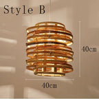 Bamboo Birdnest Pendant Light for Dining Room, Handmade Wicker Lamp for Kitchen Bar & Living Room