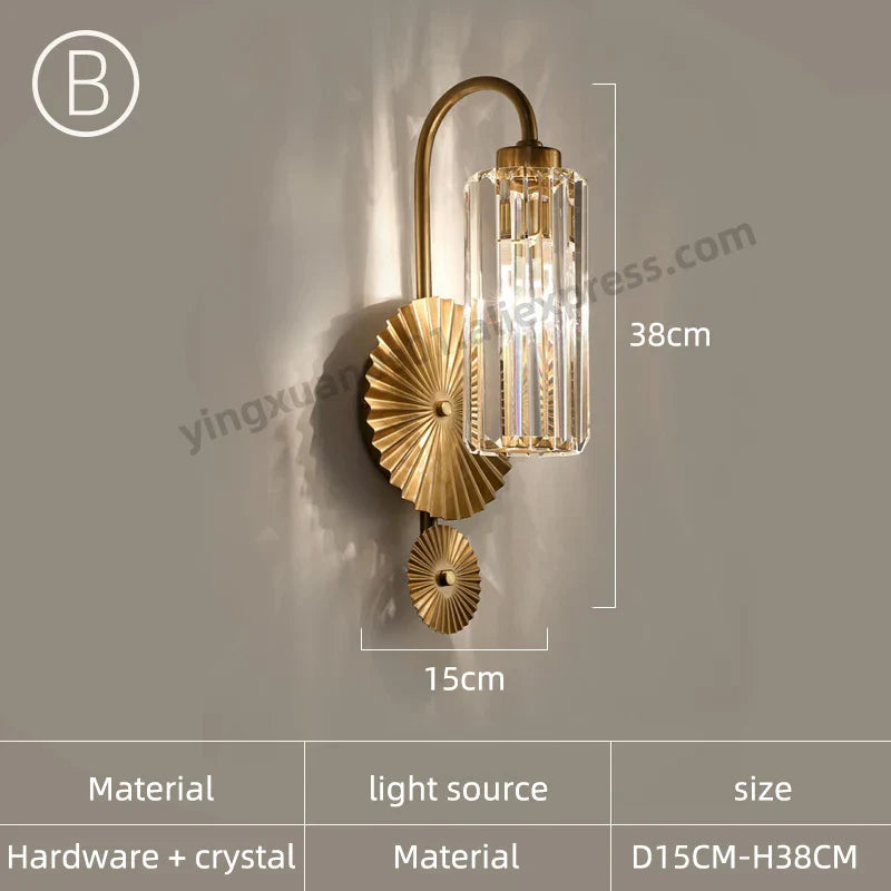 Crystal Wall Light: Minimalist Bedside Loft Wall Sconce for Living Room