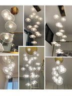 Gold Acrylic Chandeliers LED Pendant Lamp Modern Staircase Living Room Lighting