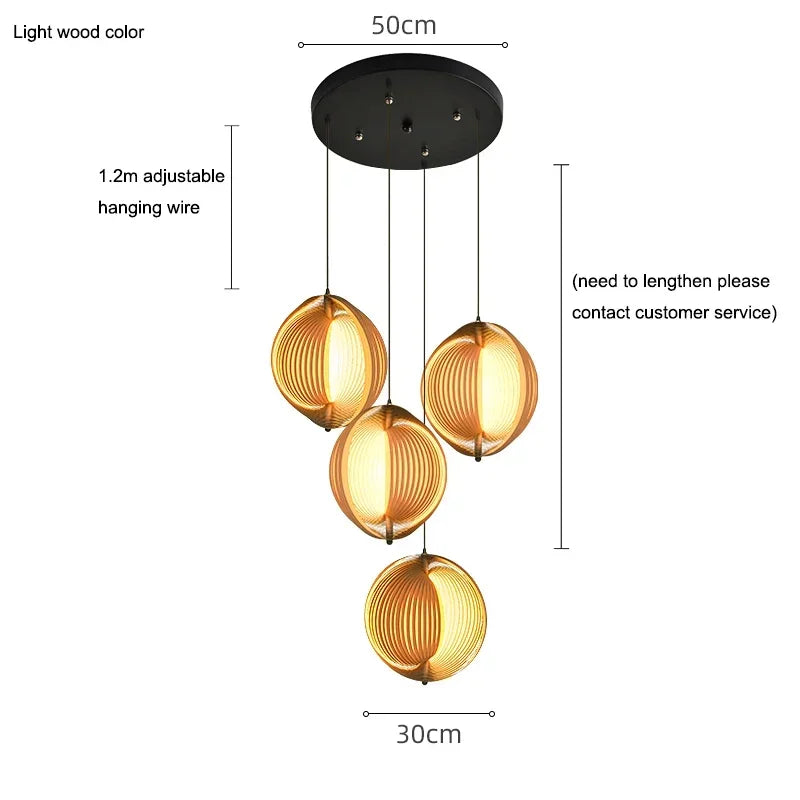 Wabi Sabi Wooden LED Pendant Lights for Home Decor and Lighting