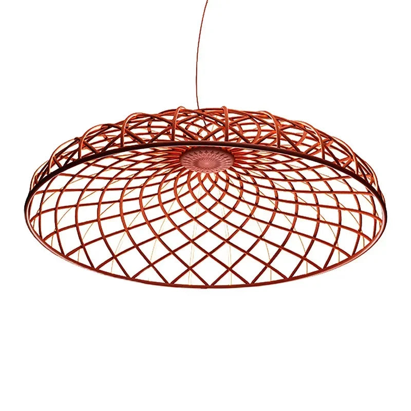 SKynest Rope LED Chandelier: Circular Woven Fireworks Light for Living Room & Restaurant