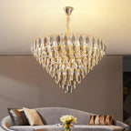 Crystal Chandelier: Elegant Small Duplex Living Room Loft Hotel Lobby Staircase Lighting