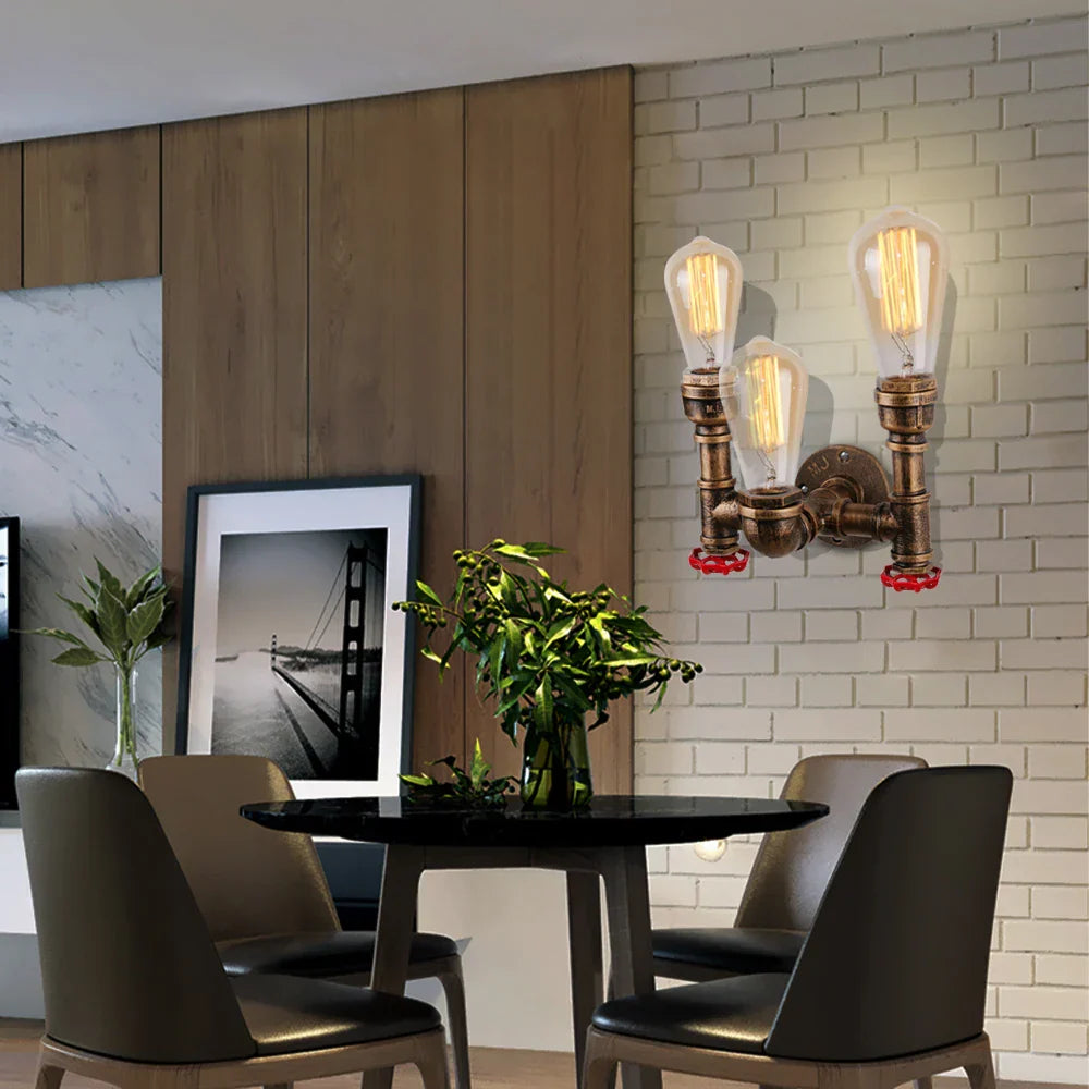 Rustic Water Pipe Wall Sconce Light for Home Decor