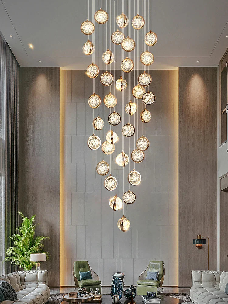 Crystal Ball LED Rotating Stair Chandelier - Nordic Luxury Loft Bubble Design