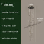 Copper Square Pendant Chandelier with LED Lighting