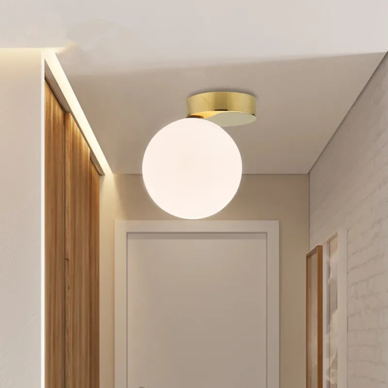 Modern Golden Glass Ball Ceiling Lamp for Bedroom, Hallway, Stairs, Indoor Lighting