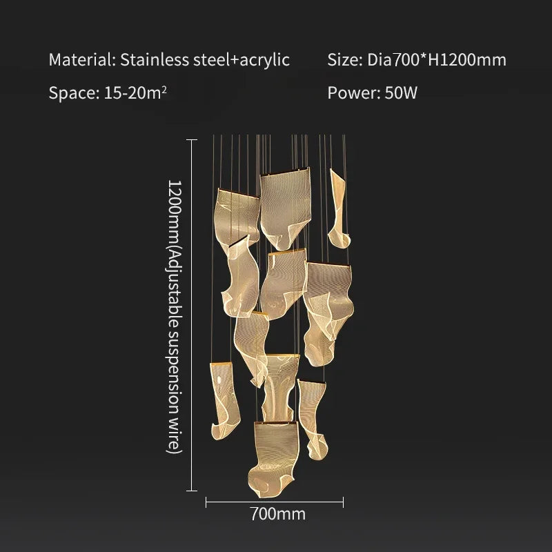 Rotating LED Chandelier: Modern Dining Room & Living Room Hanging Lamp