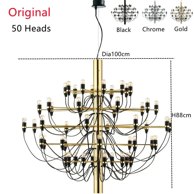 2097 Gold Silver Chandelier 50 Heads Pendant Lights for Living Room decor