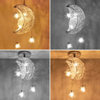 Moon Star Pendant Light Chandelier LED Fixture for Kid Bedroom & Christmas Decor