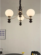 Walnut Chandelier: Bauhaus Magic Bean Designer Retro Branch Chandelier, French Style Living Room.