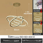 Gold Gloss LED Crystal Ring Chandelier for Modern Luxury Living Room