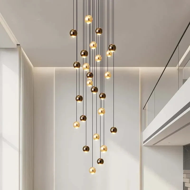 Modern Gold Crystal Chandelier: Minimalist Staircase Art Decor Lighting Fixtures