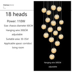 Luminous Glass Ball Pendant Chandeliers for Living Dining Room Decor LED Lighting