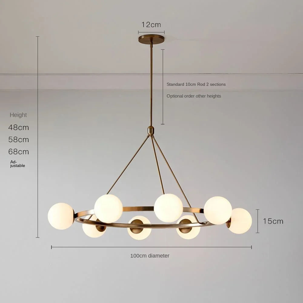 Glass Ball Chandelier LED Hanging Lamp Modern Nordic Style Pendant Light