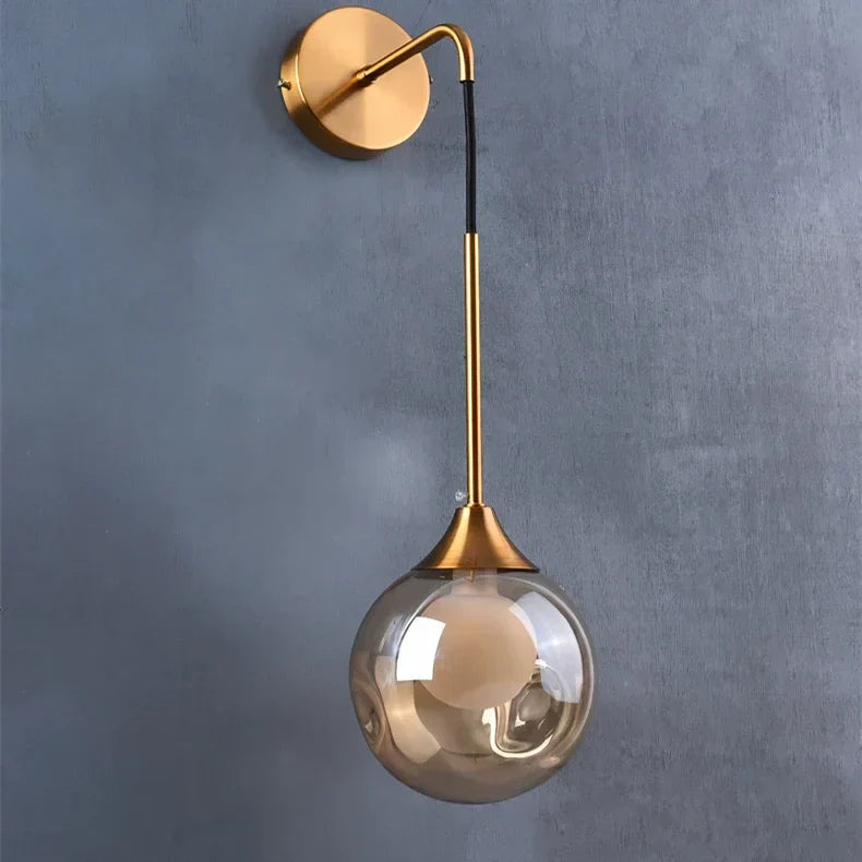 Glass Ball Gold Wall Sconce - Modern Nordic Indoor Bedroom Light Fixture