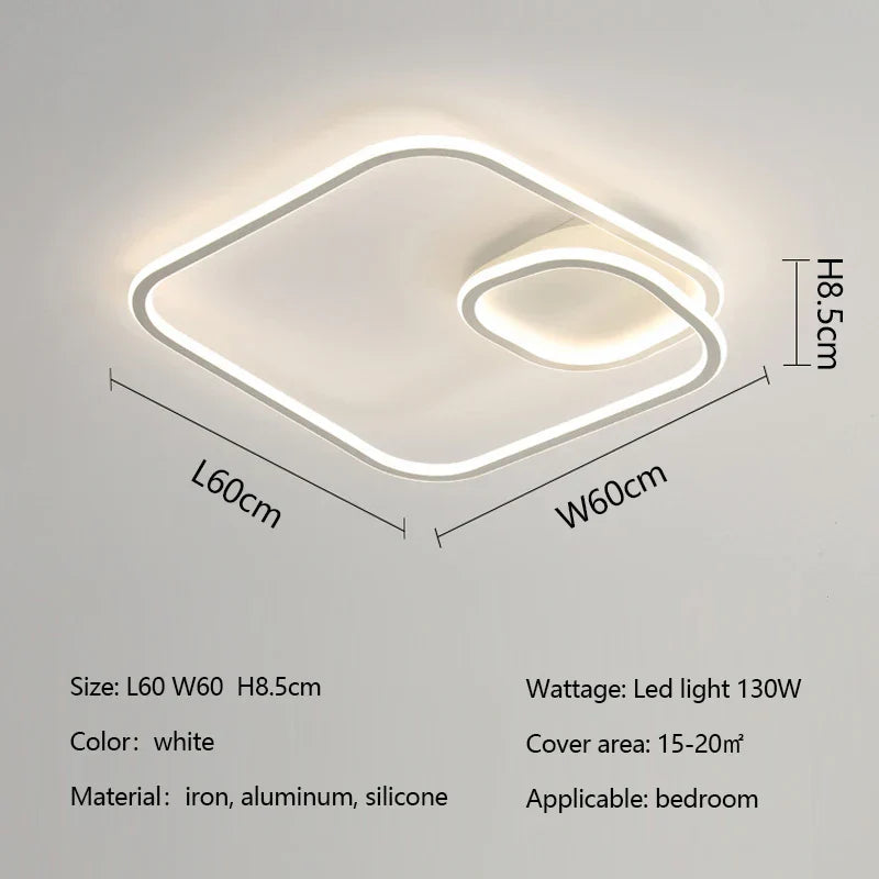 Square LED Ceiling Lamp Dimmable for Bedroom Living Room Modern Home Decor Fixtures