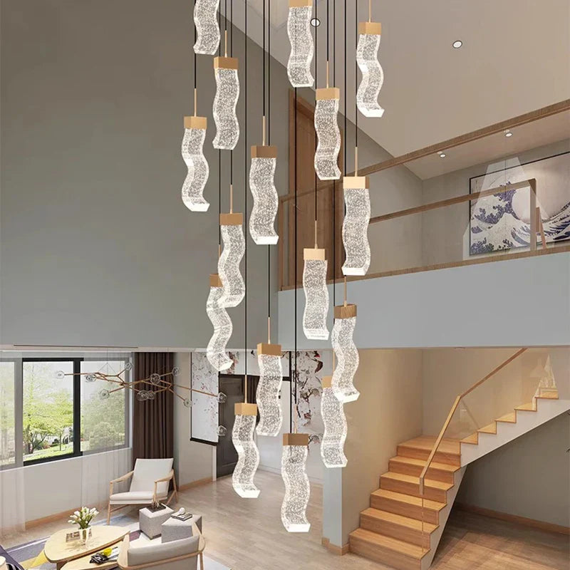 Crystal Chandelier Stair Pendant Lamp Living Room Pendant Lights Interior Lighting
