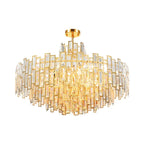Gold Steel Crystal Pendant Chandelier - Luxury LED Dining Room Hanging Lamp