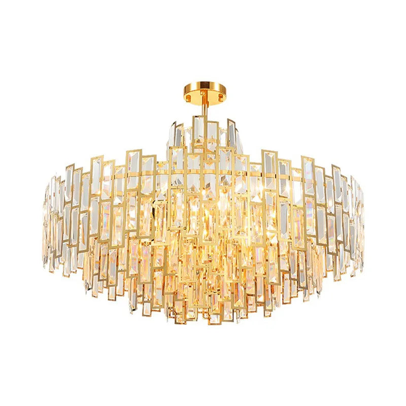 Gold Steel Crystal Pendant Chandelier - Luxury LED Dining Room Hanging Lamp