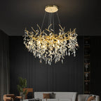 Luxury Gold Branch Crystal Chandelier for Modern Living Room and Home Hall
