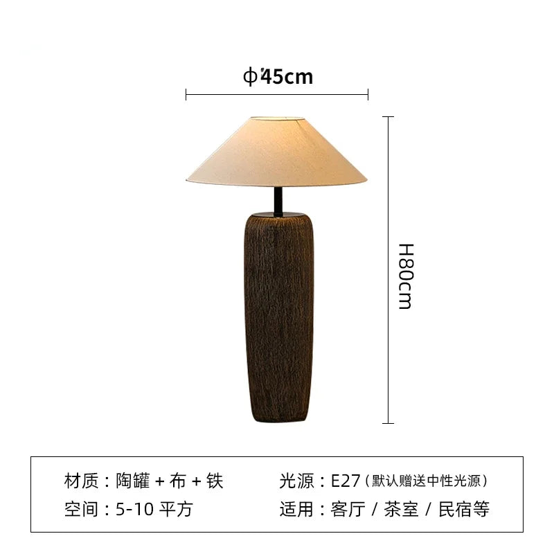 Ceramic Wabi Sabi Antique Japanese Floor Lamp for Living Room