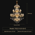 European Crystal Chandelier | Luxe Villa Hall Lighting | Zinc Alloy Middle Floor Lamp