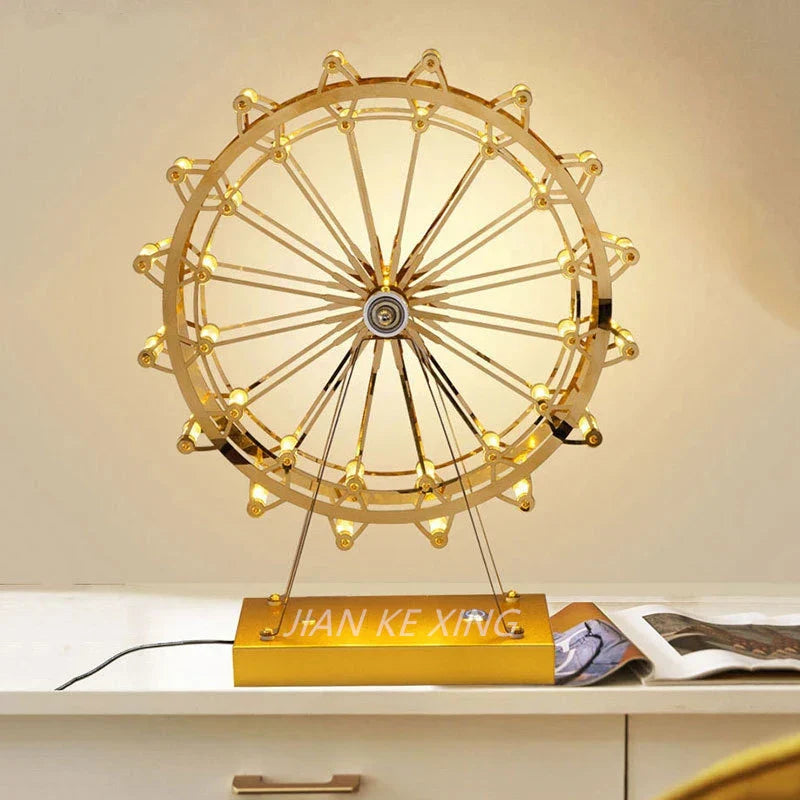 LED Ferris Wheel Table Lamp for Bedroom Decor Stainless Steel Night Light
