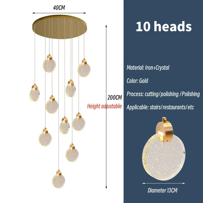 Crystal Spiral Chandelier LED Modern Minimalist Staircase Living Room Light