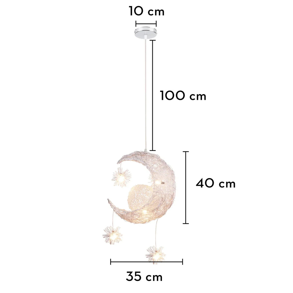 Moon Star Kids Bedroom LED Chandelier Pendant Light Fixture