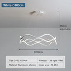 Wave Ring LED Pendant Chandelier for Living Room Bedroom, Modern Circle Lamp Fixture