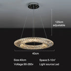 LED Crystal Chandelier: Elegant Light Luxury Golden Ceiling Art Ring for Living Room