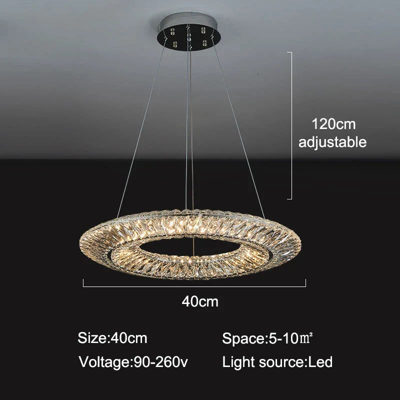 LED Crystal Chandelier: Elegant Light Luxury Golden Ceiling Art Ring for Living Room