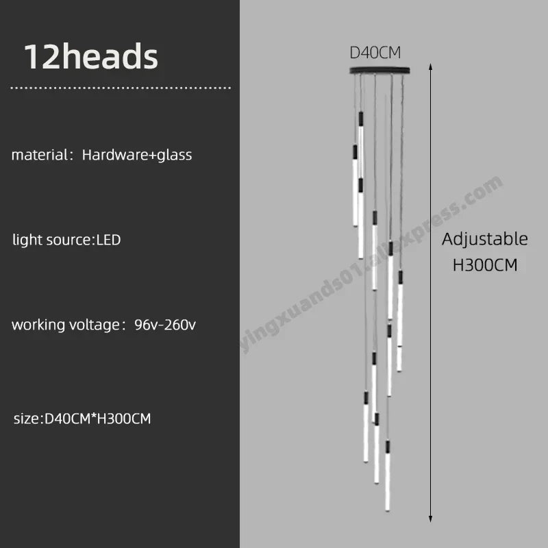 Modern LED Chandelier Pendant Light for Loft Staircase Lighting