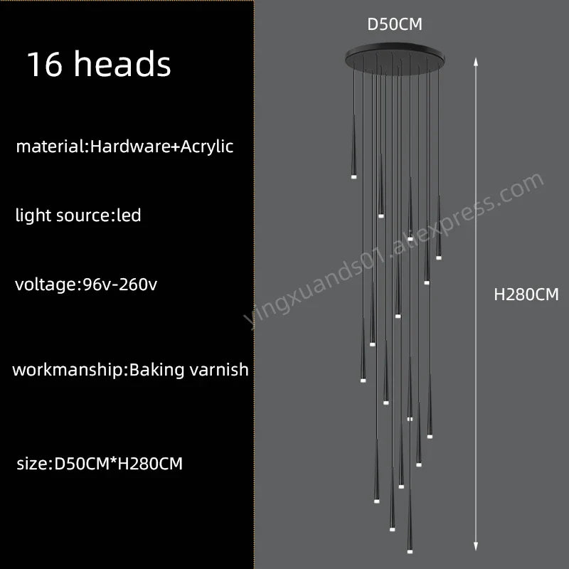 Modern LED Staircase Pendant Chandelier for Living Room Lighting