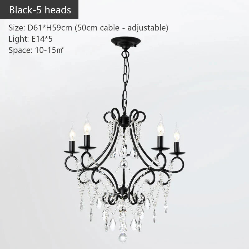 Iron Crystal Chandelier: Modern Luxury Industrial Style for Home Living/Dining Room