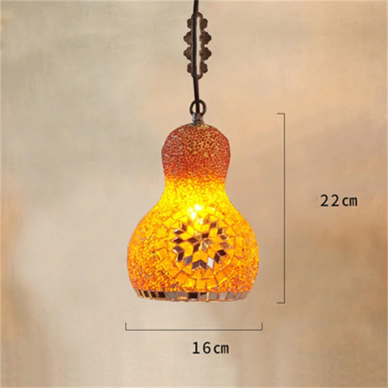 Turkish Mosaic Chandelier: Colorful Stained Glass Pendant Lamp