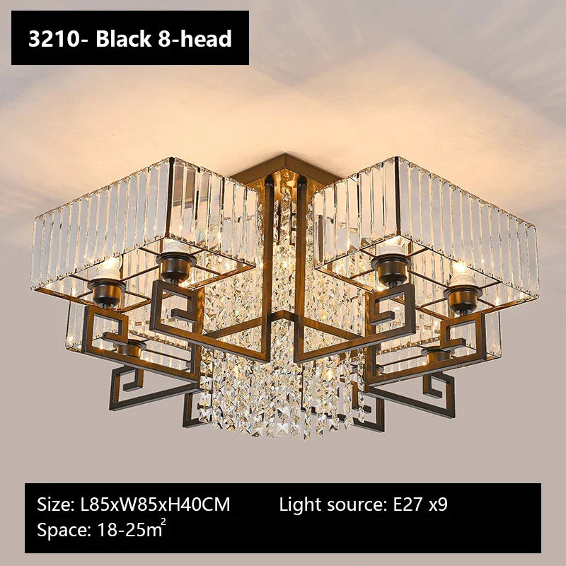Crystal Rectangular Ceiling Light for Living Room, Bedroom, and Dining Room