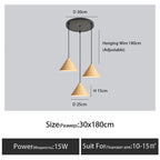 Nordic Wooden Pendant Lamp Multi Head Hanging Light for Dining Table and Living Room