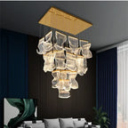 Acrylic Leaf Chandelier LED Light Dimmable Luxury Pendant for Home Decor