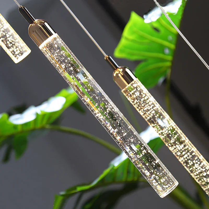 Crystal LED Chandelier | Modern Pendant Light for Staircase & Living Room