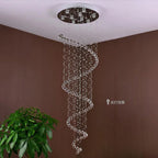 Large Spiral Crystal Chandelier Lighting Fixture for Staircase
