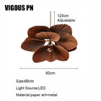 Wabi Sabi Fan Chandelier Pendant Light: Japanese Inspired Handmade Retro Leaves Design