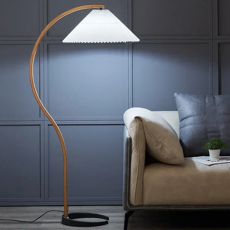 Solid Wood LED Floor Lamp for Living Room Bedroom Study Decor