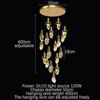 Elegant Diamond Crystal Chandelier LED Light Fixture Gold Home Decor