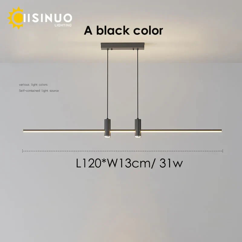 Adjustable LED Pendant Light in Black/Gold for Office Dining Living Room