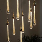 Modern Crystal LED Chandelier for Living Room Gold Stair Indoor Light Fixtures