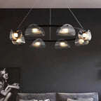 Smoky Gray Glass Chandelier Pendant Light for Luxury Living Room